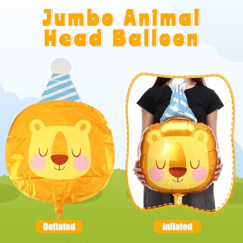 Civaner 10 Pcs Safari Animal Foil Balloons