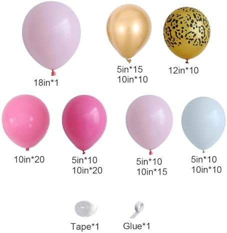 133 Pcs Pink Leopard Print Balloon Garland Kit