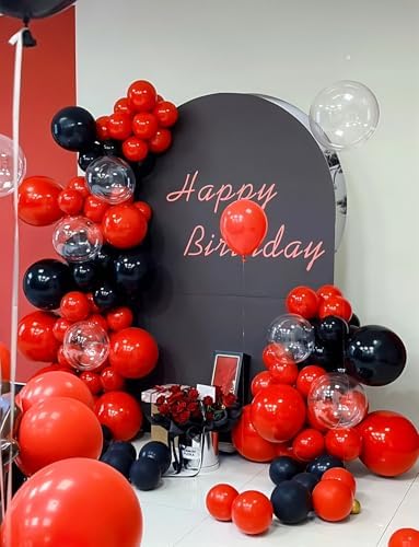 Red and Black Balloons - 12 Inch Latex Party Decorations