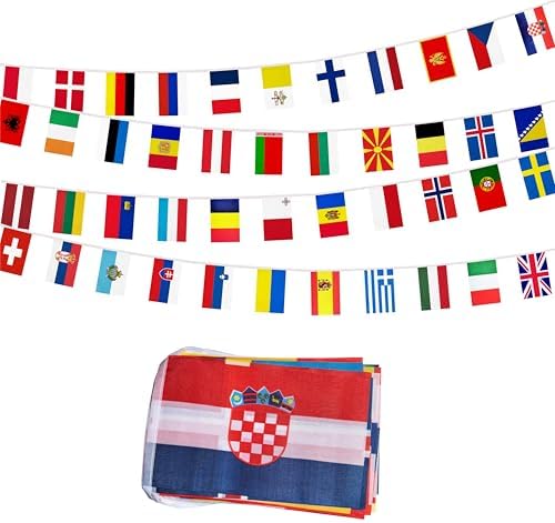 44 Nations Small String Flag Bunting for European Events