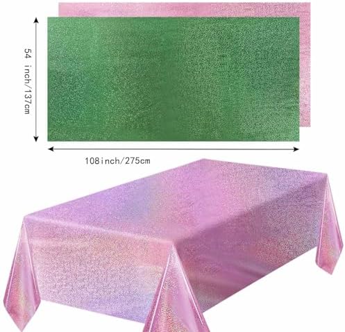 2 Pack Pink Green Iridescent Plastic Tablecloth
