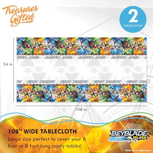 Treasures Gifted Beyblade Burst Tablecloth 54x108 Birthday Party Decor
