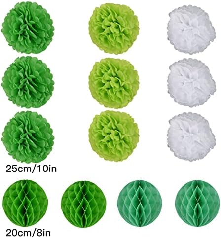 Koboome Party Hanging Paper Fan Set Green