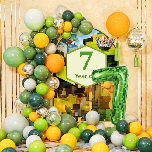 40 Inch Green Pixel Miner Number Foil Balloon