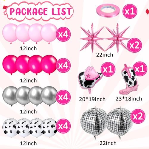 Hungdao 23 Pcs Cowgirl Theme Party Balloons Set