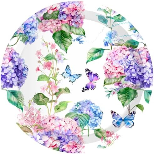 CC HOME Hydrangea Themed Paper Plates Napkins Set 88PCS