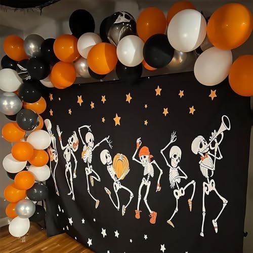 Black Orange and Silver Balloon Garland Arch Kit for Halloween