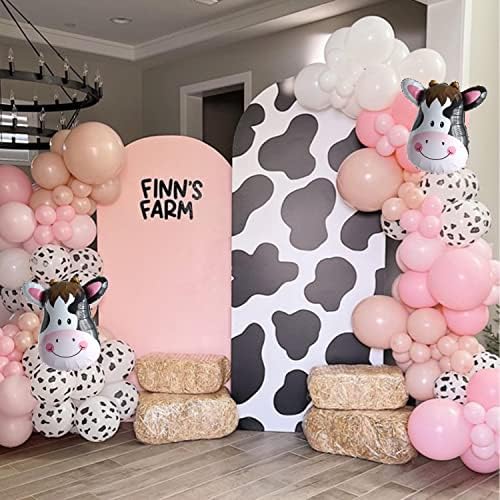 136 Pcs Pink Cow Party Decorations Balloon Kit