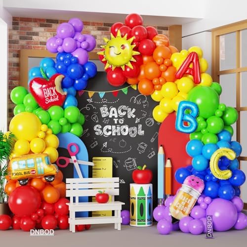 Welcome Back To School Balloon Arch Kit with 158Pcs Rainbow Balloons