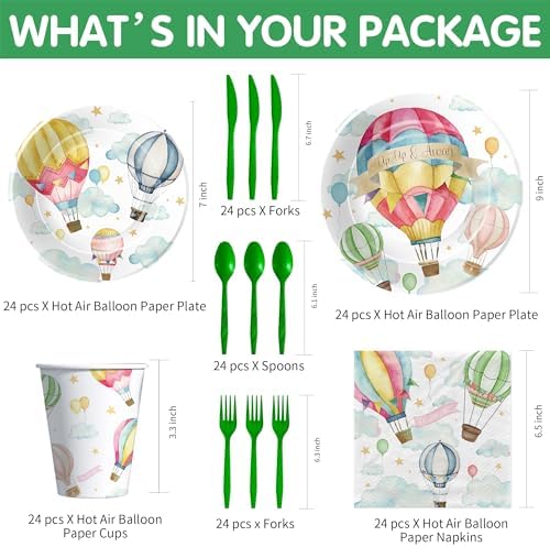 Hot Air Balloon Party Tableware Set for 24 Guests