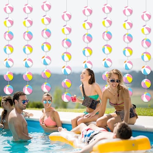 8pcs Pink Beach Ball Party Garlands for Summer Celebrations