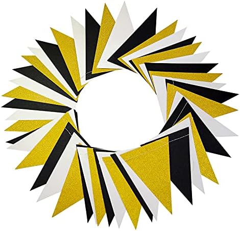 MerryNine Triangle Flag Bunting 3 Pack 30 Feet Glitter