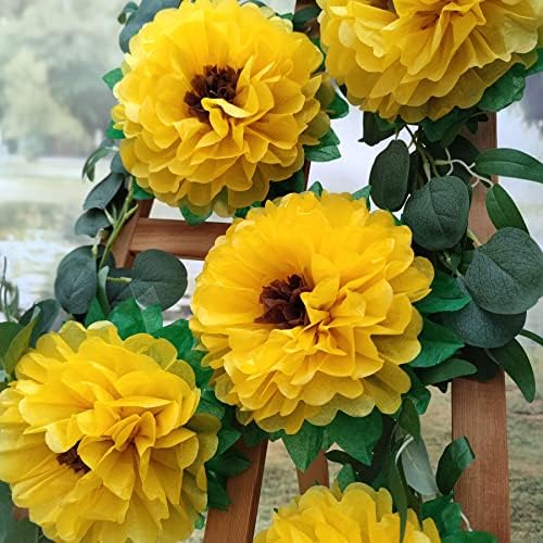Tissue Paper Sunflowers Wall Decorations Pack of 6