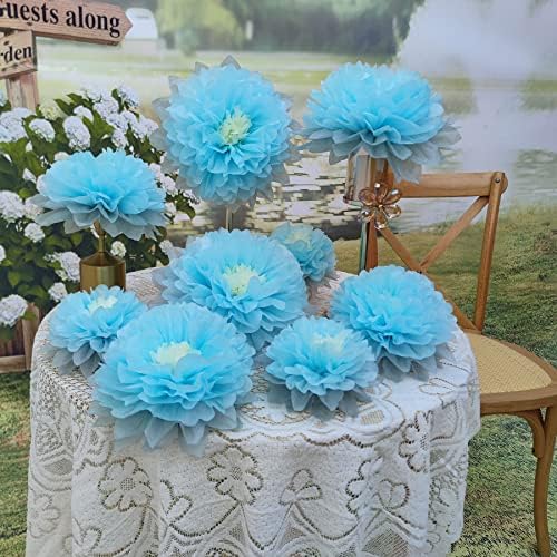 Mybbshower 9pcs Mixed Tissue Paper Pom Poms Decorations