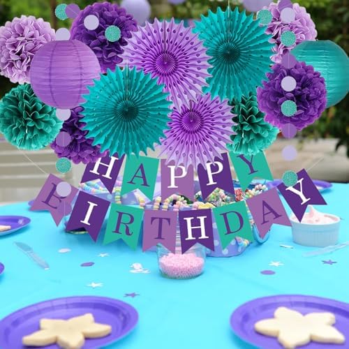 Teal Purple Lavender Mermaid Party Decorations Set