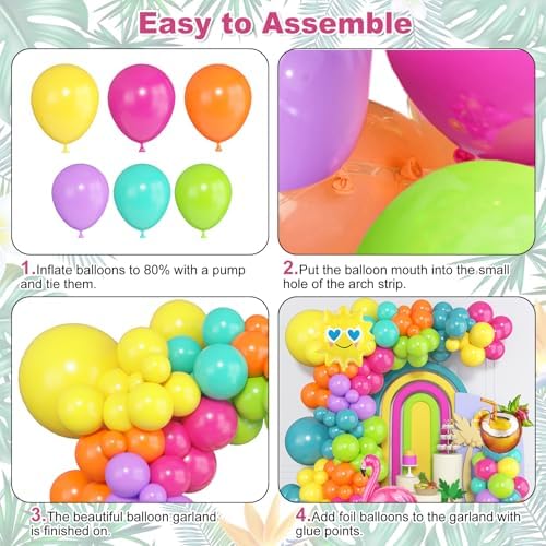 164Pcs Tropical Balloon Arch Kit for Parties
