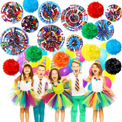 Outus 21 Pcs International Flags Classroom Decorations