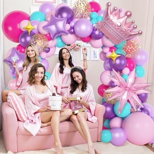 Ouddy Life 162Pcs Pink Purple Balloon Arch Kit