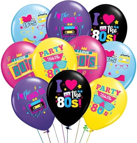 Wstewoo 80s Retro Neon Balloons 40 Pack