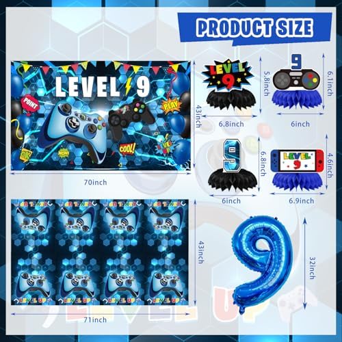 9th Birthday Decorations for Boys Gaming Theme