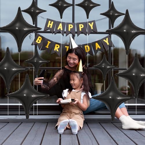 Black Star Balloons 12Pcs Foil Star Decorations
