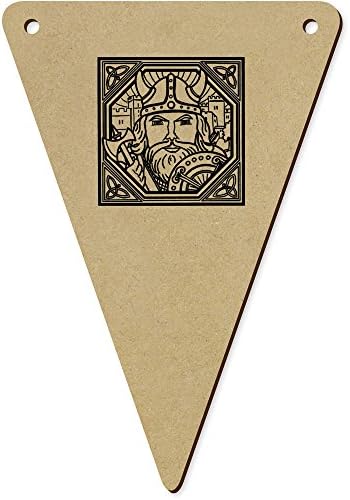Azeeda 5 x 140mm Square Viking Motif Wooden Bunting Flags