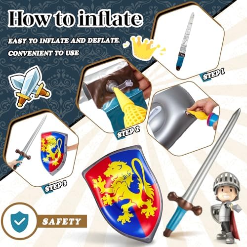 Poen 24 Pcs Inflatable Sword and Shield Set