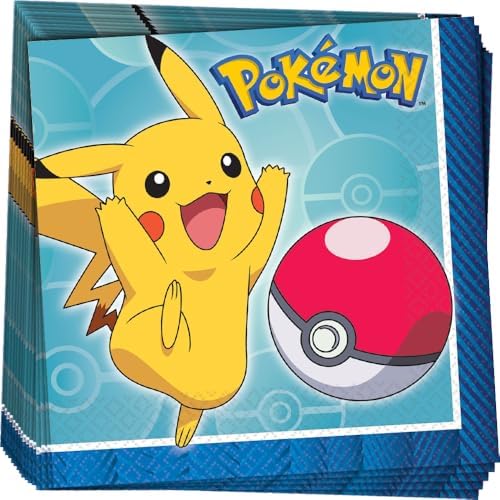 Multicolor Pokemon Beverage Napkins 5x5 Pack of 16