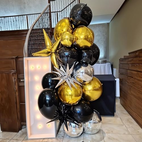 12Pcs Black Round Foil Balloons Party Decor