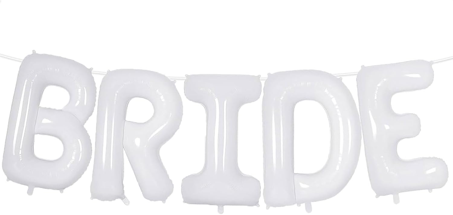 40 Inch White BRIDE Foil Balloons Decor Set