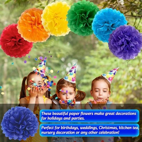 Qimoo 20pcs Sapphire Blue Paper Pom Poms Decorations