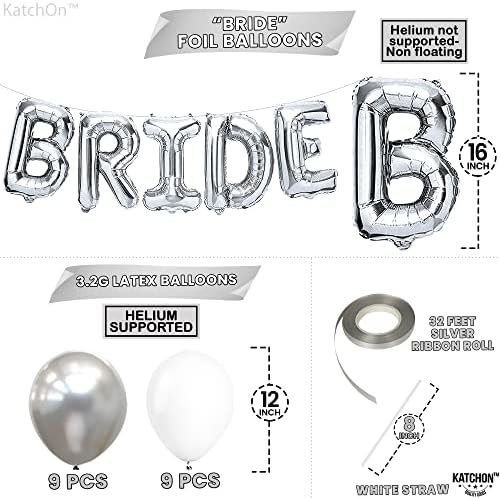 KatchOn 23pcs Silver Bride Balloons Set - 16 Inch Silver White
