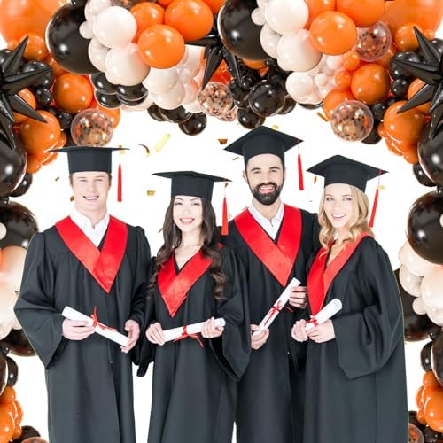 141pcs Black White Orange Balloon Garland Arch Kit