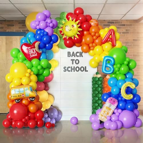 Welcome Back To School Balloon Arch Kit with 158Pcs Rainbow Balloons