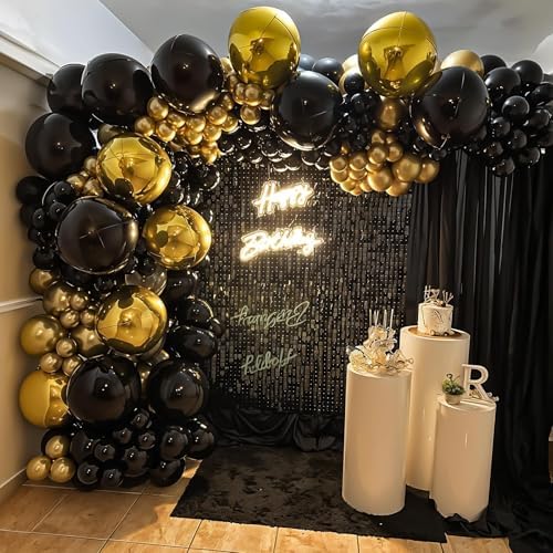 12Pcs Black Round Foil Balloons Party Decor