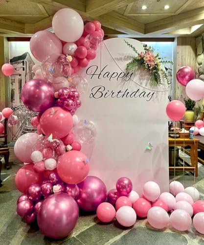 60 Pcs Hot Pink and Light Pink Balloons Set for Parties