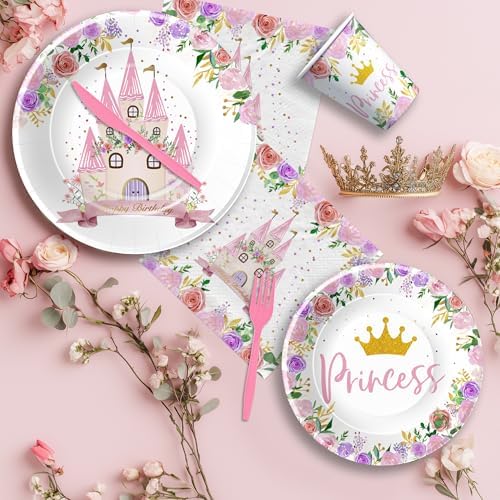 Princess Birthday Party Decor Tableware Set 24 PCS
