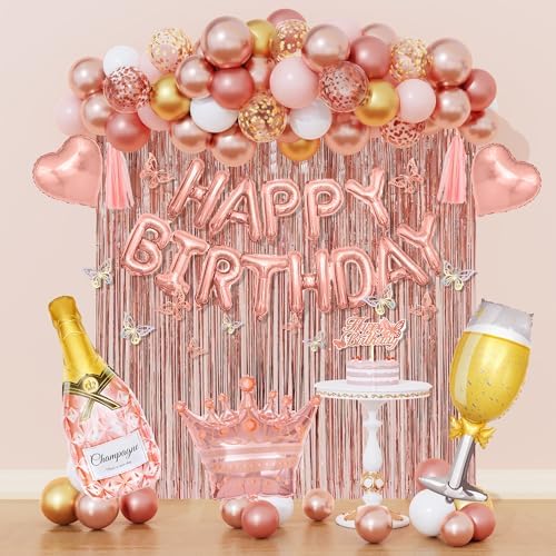 Rose Gold Birthday Decorations for Women Girls