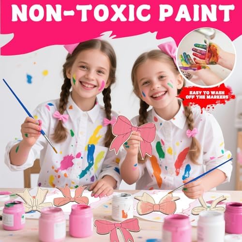 HABDJILTY 12 Pcs Pink Bow Party Favors DIY Craft Kits