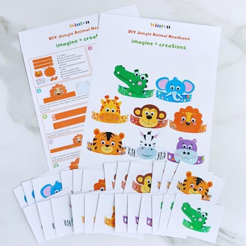 Winlyn 24 Jungle Animal Headbands Craft Kit
