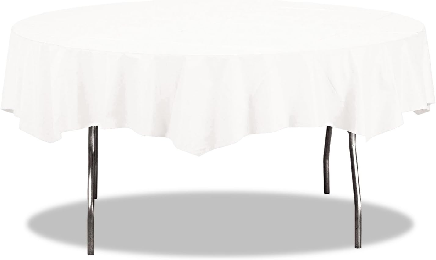 White Tissue Poly 82 Inch Round Table Cover