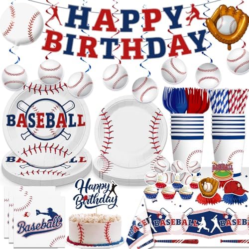 157Pcs Baseball Birthday Decorations Set for 20 Guests