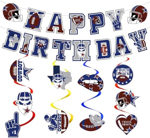 Cowboys Birthday Party Decorations - 11 Pcs Football Banners