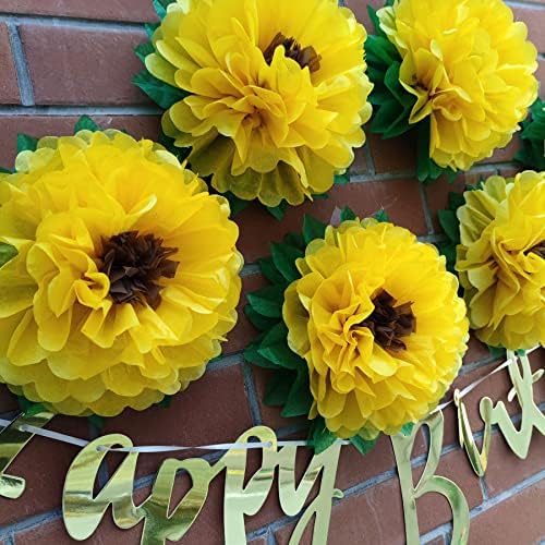 Tissue Paper Sunflowers Wall Decorations Pack of 6