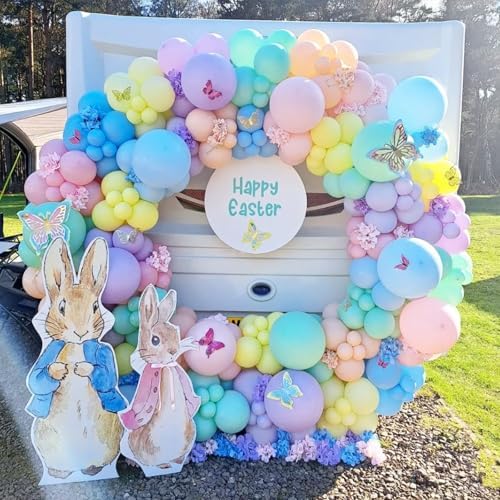 YMSZ Pastel Balloons 136pcs Balloon Arch Kit Rainbow Party Decorations