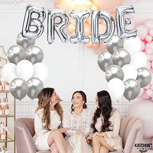 KatchOn 23pcs Silver Bride Balloons Set - 16 Inch Silver White