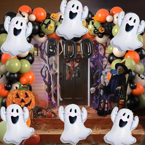 Halloween Balloons 9 Pack with 16 Inch Black BOO Foil Mylar