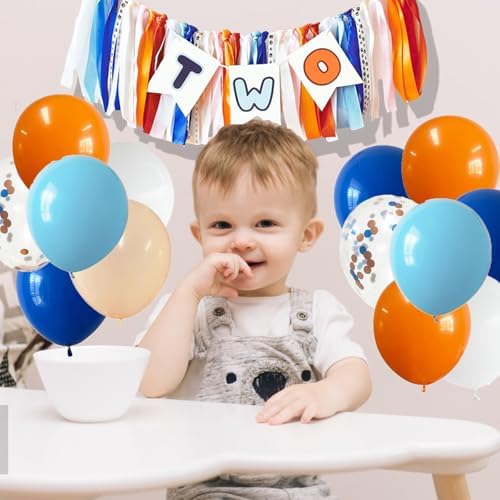 SULICRE Two High Chair Banner Cartoon Blue Dog 2nd Birthday