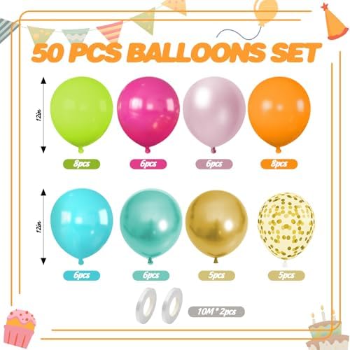 Tropical Balloons 50 Pcs 12 Inch Party Decoration Set