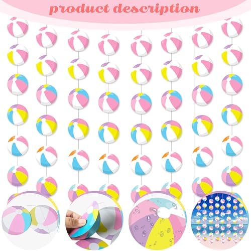 8pcs Pink Beach Ball Party Garlands for Summer Celebrations